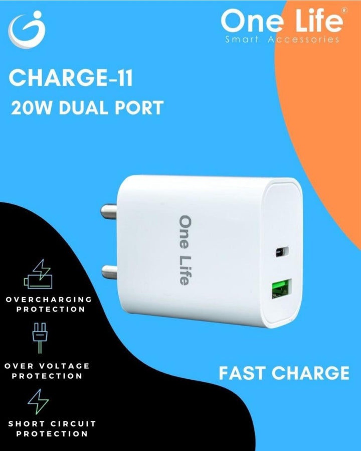 20W Dual Port Fast Charger With Type-C to C Cable OLCH-11