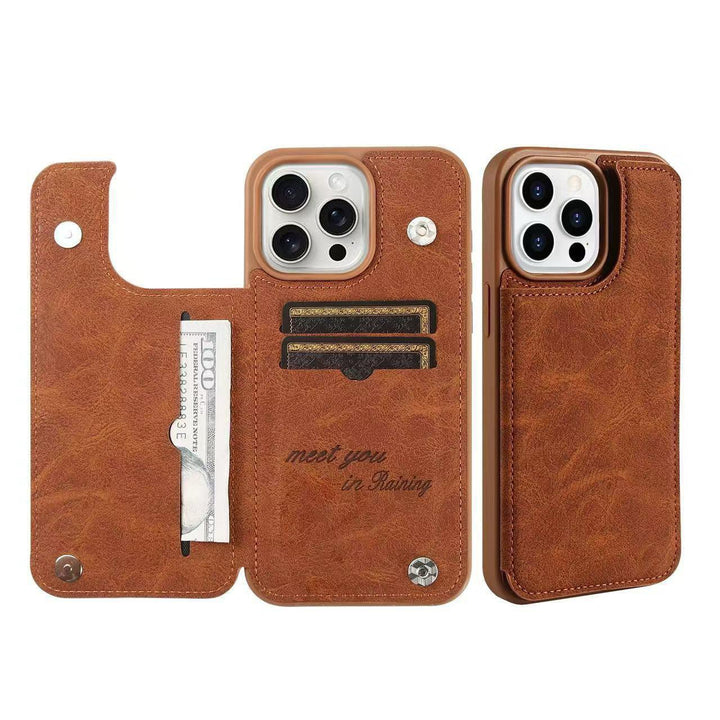 Premium Mobile Leather Back Cover With Mini Wallet for iPhone 13– Stylish, Durable & Scratch Resistant Case