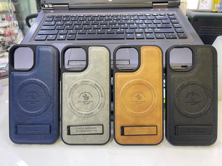 Luxury Magnetic Leather Stand Case for iPhone 16 – Polo Club Inspired